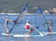 Pływanie na windsurfingu w trójkącie?? Czemu nie! Grupa początkująca wyszkolona przez kapitana wszystko potrafi! Na zdjęciu: Zuza, Michał i Weronika;)
